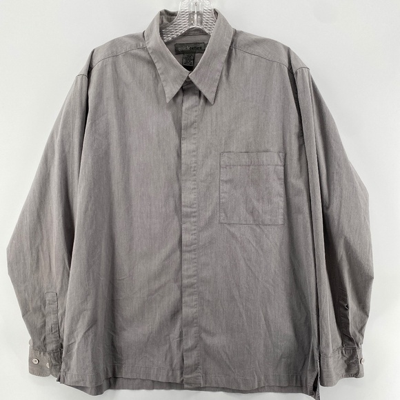 Quick Reflex Shirt Men Size Large Grey Made in Korea Long Sleeve Full Button - Picture 1 of 13